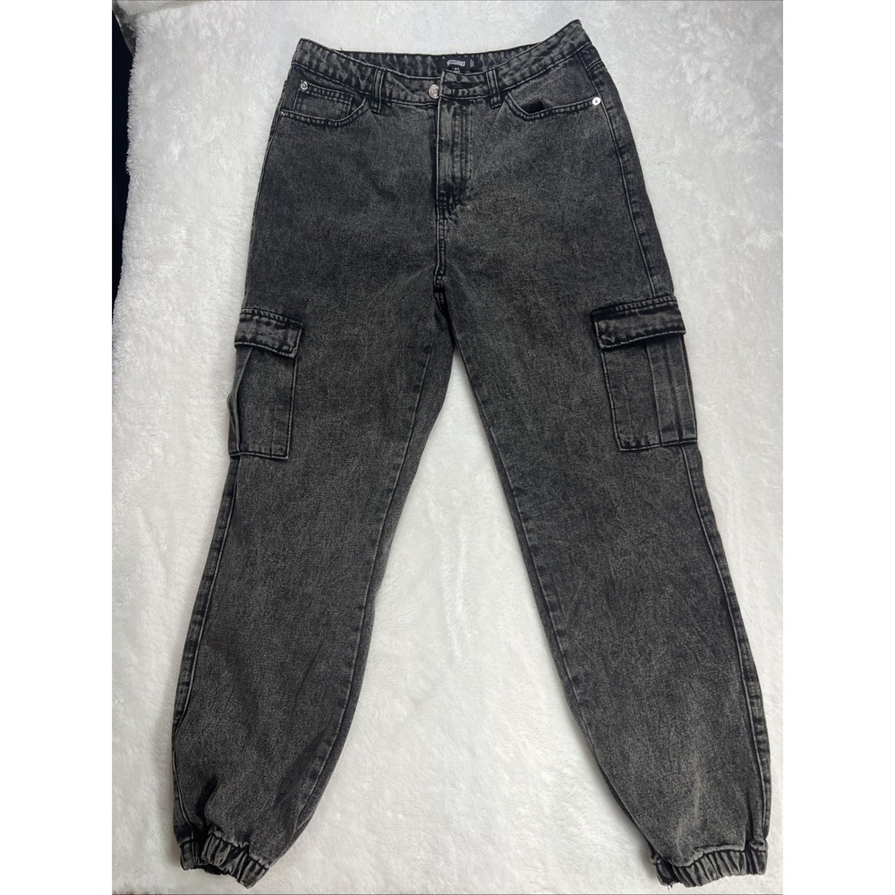 REFUGE Womens Size 10 Gray Acid Washed High Rise Cargo Jogger Jeans 29" Inseam